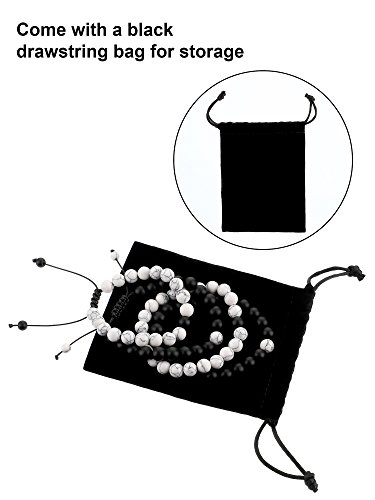 Bbto Howlite Bracelet Black Matte Agate Bracelet Couples Bracelet Distance Bracelet Energy Beads Bracelet (Style Set 1, 4 Pieces) #TOP5