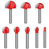 1/4 Inch Shank Cove Box Router Bit Set Solid Carbide Double Flute Core Box Round Nose Router Bits...