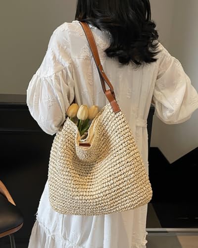 Bolso de playa de verano tejido para mujer miniatura 6