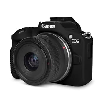 Rieibi Capa EOSR50 EOS R50, capa protetora de silicone macio para câmera de vlogging Canon EOS R50 EOSR50, leve, EOS R50, capa para câmera aderente - preta