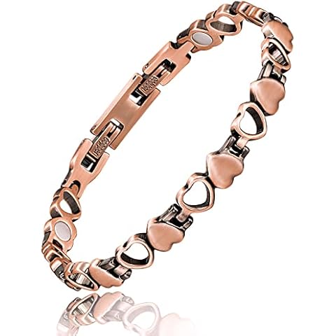 Reaowazo Copper Bracelets For Women Copper Magnetic Bracelet For Women Magnetic Copper Bracelet With 3 More Smarter Clasps Love Heart Jewelry Gift for Womens Cover