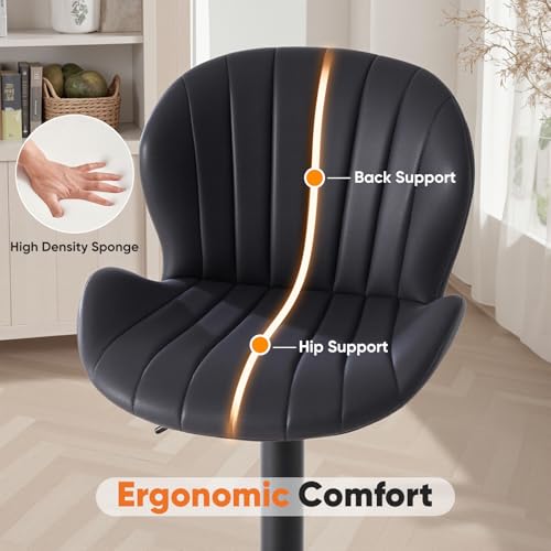 Image of Sweetcrispy Bar Stools Set of 4, Swivel Adjustable Height Fabric Bar Chair