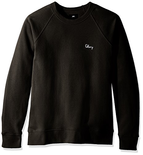 Obey Men's Lofty Chain Stitch Crew Neck Fleece Sweatshirt, Black, 2XL