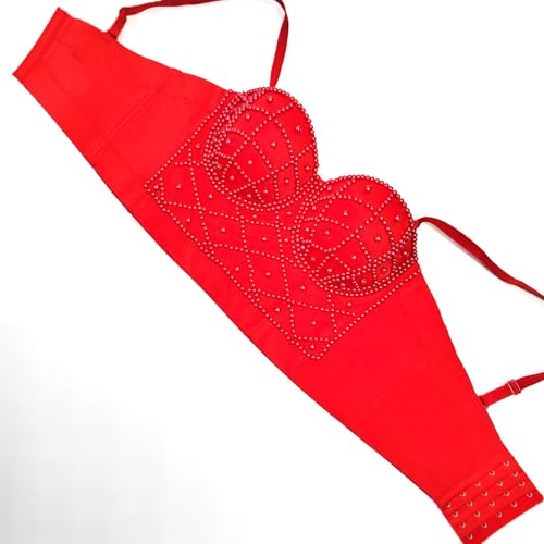 Image of VEENDEO Women's Strap Beads Bustier Corset Crop Top Club Party Bra