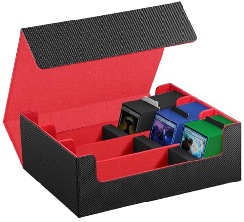 Estojo de Baralho para Cartões Colecionáveis 2400+, Caixa de Baralho com 3 Divisóriasdeck Box, Deck Box, Collectible Trading Cardcases, Deckcase com Couro PU e Fecho Magnético, Estojo para Pokemon