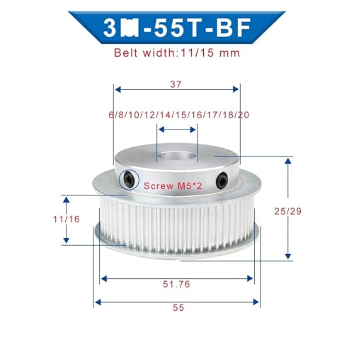 Poulie synchrone 3M réduction du bruit et transmission fluide 55T