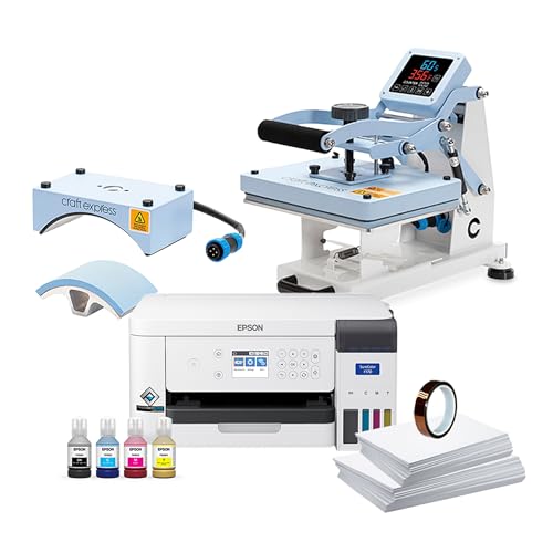 Epson F170 Sublimation Printer Bundle with Craft Express Combo Heat...