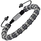 MagnetRX® Pulsera Magnética Terapéutica de Hematite - Brazalete con Piedras Potentes Curativas para un Alivio Natural del Dolor - Pulsera con Hematitas Magnetoterapia (Plateado Titan Cuentas 8mm)