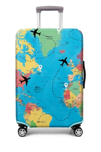 Image of Printed Luggage Cover for Traveling Bag & Suitcase - Stretchable & Scratchproof Trolley Protector with Velcro Lock & Lightweight Washable Material(Suitcase Bag Not Included, Only Cover in Product)