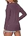 WNEEDU Women's Waffle Knit Tunic Tops Loose Long Sleeve Button Up V Neck Henley Shirts,Mauve,L