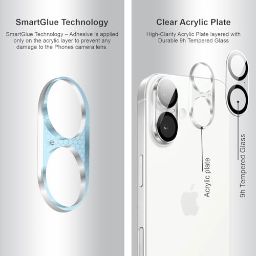 Image of SupCares Premium Camera Lens Protector Tempered Glass Compatible For iPhone 16 and iPhone 16 Plus With Installation Kit | Edge to Edge Coverage | Transparent | Pack of 2