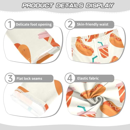 Hot Dog Soda Girls Leggings,Workout Leggings for Girls Toddler Athletic Legging Size for 3-10T3