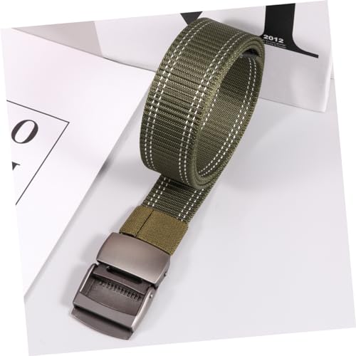 1pc Adjustable Canvas Belt for Men and Women Lightweight Waistband Plastic Buckle for Outdoor Training Green Webbing4
