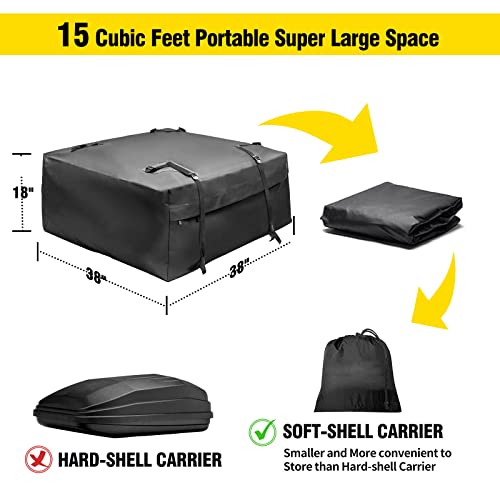 Leader Accessories Roof Rack Cargo Basket Set, Car Top Luggage Holder 64"x 39"x 6" + Waterproof Rooftop Cargo Carrier Bag + 3' x 4' Super Duty Bungee Cargo Net Stretches to 6' x 8'