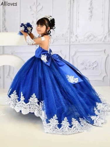 GZCYL Sequin Pageant Dress for Girls Sparkly Long Sleeves Flower Girl Dress for Wedding Applique2