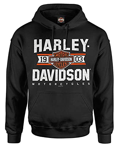 Harley-Davidson Men's Varsity B&S Logo Pullover Cotton-Blend Hoodie, Black