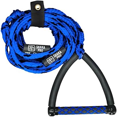 Wakesurf Rope with Handle - Adjustable 25 Foot Tow Rope with 10" Handle (Blue)