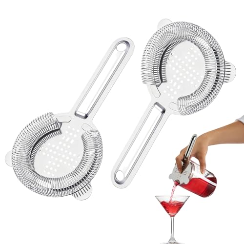 2 Pcs Cocktail Strainer,Cocktail Sieb,Barsieb Für Cocktails,Barsieb,Strainer,Matcha Sieb,BarsiebAus Edelstahl Passend Auf Alle Shaker, Hochwertiges Barzubehör,Bar-Zubehör Zum Mixen Von Cocktails