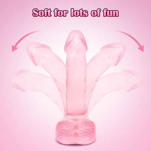 Miniatura 4 de Mini consolador de silicona realista de 4 pulgadas enchufe anal para principiantes consolador suave con eje curvado y bolas juguete sexual para