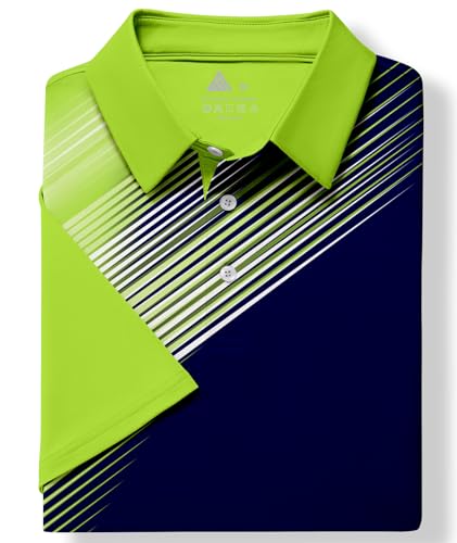 Mens Polo Shirts Short Sleeve Printed Quick‑Dry Golf Tops Blue and Green - image 4