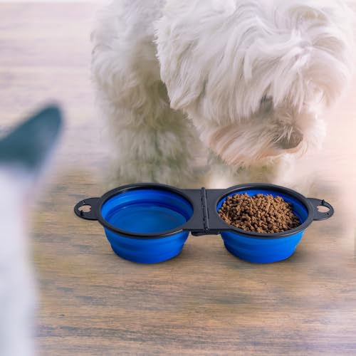 Hund Faltbare Schüssel,2 in 1 Reise Schüssel für Haustier mit Verschlussclips Hund/Katze falbarer Wasser und fressnapf EIN geformtes Design,faltbare180 Grad hundenapf geeignet für Reisen Wandern