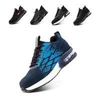 Loiston Chaussures de sécurité Hommes Chaussures de Travail Femmes Embout en Acier Antidérapante Baskets de Secruite Respirantes Légère GK756 Bleu 44