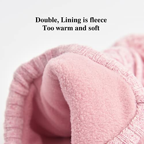 SOMALER Toddler Baby Boys Girls Winter Hat Kids Ear Flap Warm Fleece Lined Knit Beanie Fur Pom Hat3