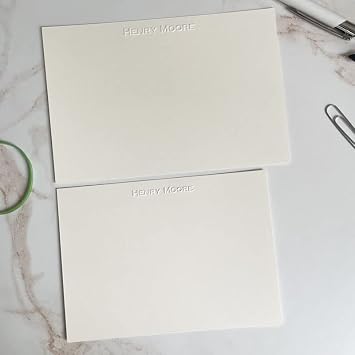 Personalized Embossed Flat Note Cards Set Custom Blind Embossed Stationery with Envelopes Premium Embossed Correspondence & Thank You Cards Made in USA - 100 Pieces (2 Paper Sizes)