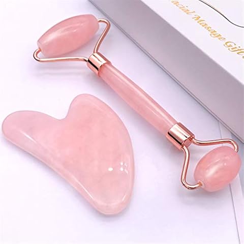 LWBTOSEE Jade Roller for Face Gua Sha Scraping Tool - Relieve Puffiness, Eye Bag and Dark Circle - Rose Quartz Gua Sha Face - Spa Massage Tool for Acupuncture Therapy Trigger Point Treatment Cover