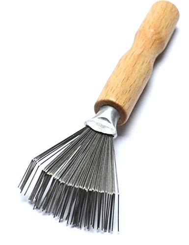 BLUPLE Hair Brush and Comb Cleaner with Wooden Handle, Metal Wire Rake for for Easy Hair, Dust, Lint (1 pcs, Wooden)