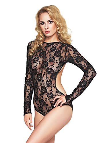 AVERA-S body dentelle noir manches longues lingerie tendance femme chic