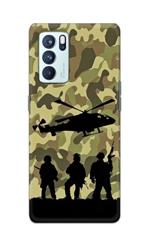 Image of Printed Hard Back Cover Case for Oppo Reno6 Pro 5G Back Cover (Army) -1111