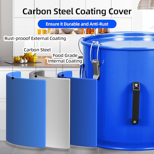 8 Gal Fryer Grease Bucket, Oil Disposal Caddy, Steel Fryer Oil Transport Container with Rust-Proof Coating, Deep Fryer Oil Disposal Container with Lid & Lock Clips & Filter Bag for Cooking