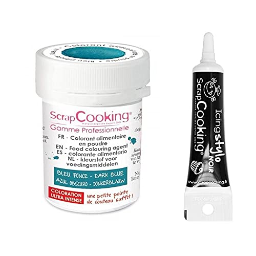 ScrapCooking Colorante alimentario en Polvo 5 g Azul Oscuro + Tubo de glaseado Negro