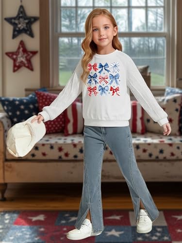 Image of CAZYCHILD Girls 4th of July Shirt Boys USA Tshirt Kids American Flag Sweatshirt Patriotic Pullover Tee Tops