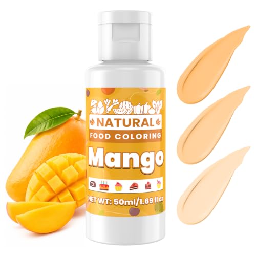 Image of Mango Natural Food Coloring - 50ml Plant Based Food Dye, No FD&C & Artificial Dyes, Gluten-Free, Food-Grade, Vibrant Liquid Colors for Icing, Baking, Cake Decorating, Frosting, Fondant, Slime - 1.69 Fl.Oz Bottles