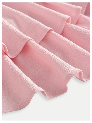 Girl's Flowy Cami Dress Ruched Sleeveless Pink Layered Ruffle Kawaii Short Smocked Summer Dresses4