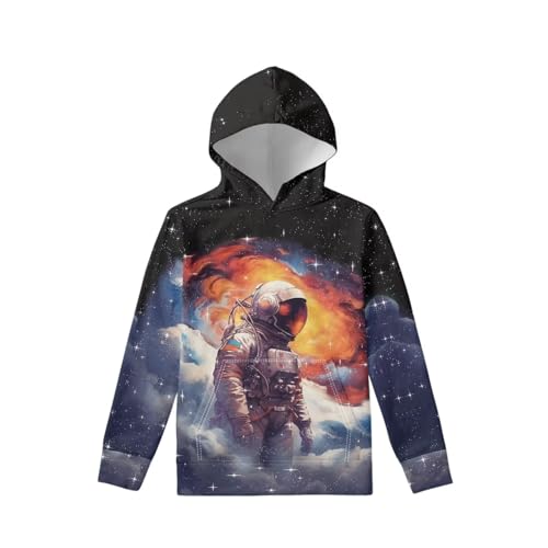 Galaxy Hoodies for Kids 3D Astronaut Plush Inside Sweatshirts 7-15 Years Boys Girls Pullover with Pocket2