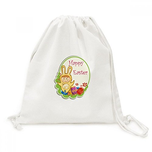 Sac de voyage en toile jaune pour enfant avec cordon coulissant Lapin de Pâques