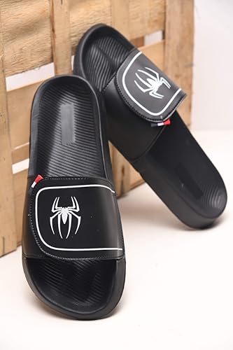 Image of PERY-PAO Sliders Mens White, Black, Grey Stylish Printed Flip Flop & Slippers