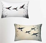 White Funda Cojin 70x90 Juego de 82, PáJaro Rectangular Funda Almohada 70x90cm con Cremallera Oculta, Suave Terciopelo Fundas Cojines, Fundas de Cojines para Sofá Cama Silla o Jardín Regalo 4-1652