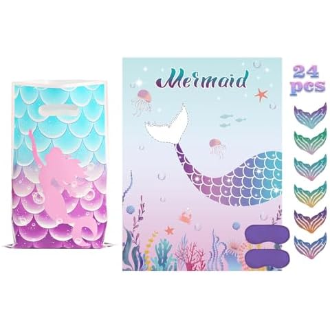 Kopokita Pin The Tail on The Mermaid Party & 30PCS Mermaid Goodie Bags Cover