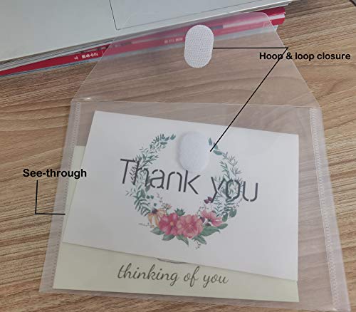 Yessart 5X7 Small Plastic Envelopes Receipt Check Storage File Holder Case 20 Pack Hook & Loop Closure #TOP3