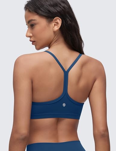 Image of CRZ YOGA Butterluxe Ruched Sports Bras | Light Support, Removable Pads, Yoga, Extremely Soft, Y Back, V Neck, Spaghetti Straps, for Women
