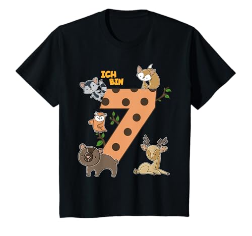 Waldtiere 7. Geburtstag 7 Jahre Geschenk Tiere T-Shirt