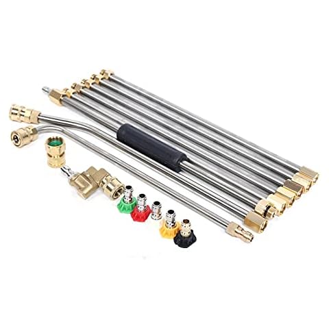 ROMYIX 1/4" High Pressure Washer Extension Spray Attachment Lance Wand Extension 90°+30° Curved Rods Cover
