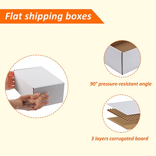 Image of HORLIMER 9x6x4 inches Shipping Boxes Set of 25, White Corrugated Cardboard Box Literature Mailer