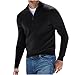 Mens Long Sleeve T Shirts Casual Loose Fashion Wool Sweater Stand Up Collar Fashion Solid Knitted Pullover Shirt Mens Fashion Black 2X