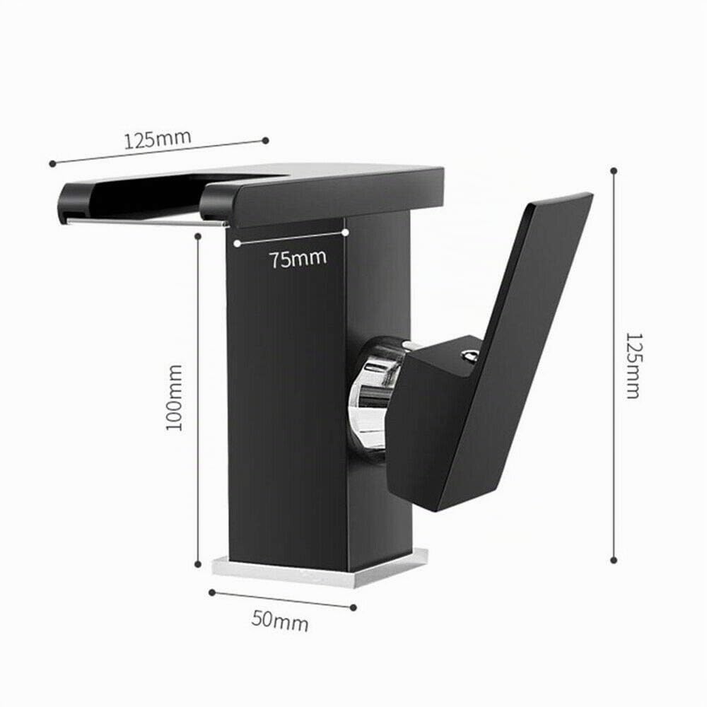Robinet Mitigeur à LED pour Évier de Salle de Bain Cascade, Robinetterie Lavabo (Blanc)