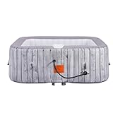 Square Inflatable Hot Tub 4 to 6 Person, Portable Outdoor Spa, 130 Air Jets Built in Heater Pump, Blow Up Hottub for Relaxation